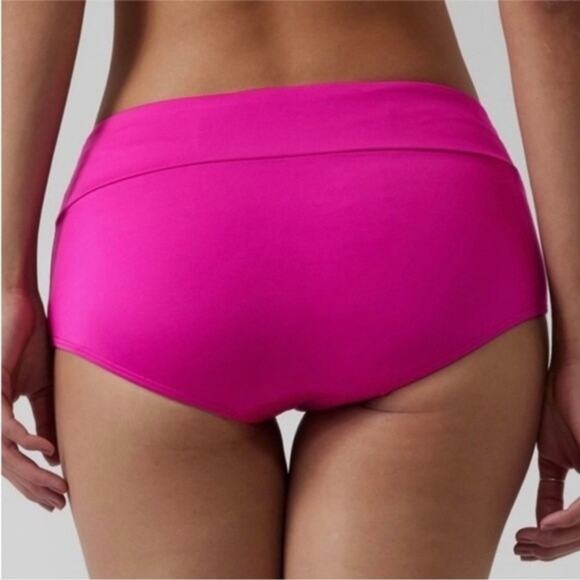Athleta L electric fuchsia pink Malibu boyshort bottom bikini swim bathing suit - Picture 2 of 3